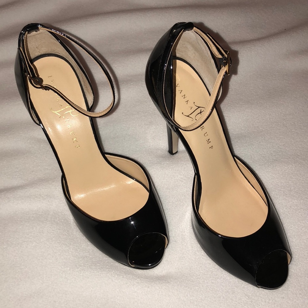 Ivanka Trump Black Patent Leather Peep Toe